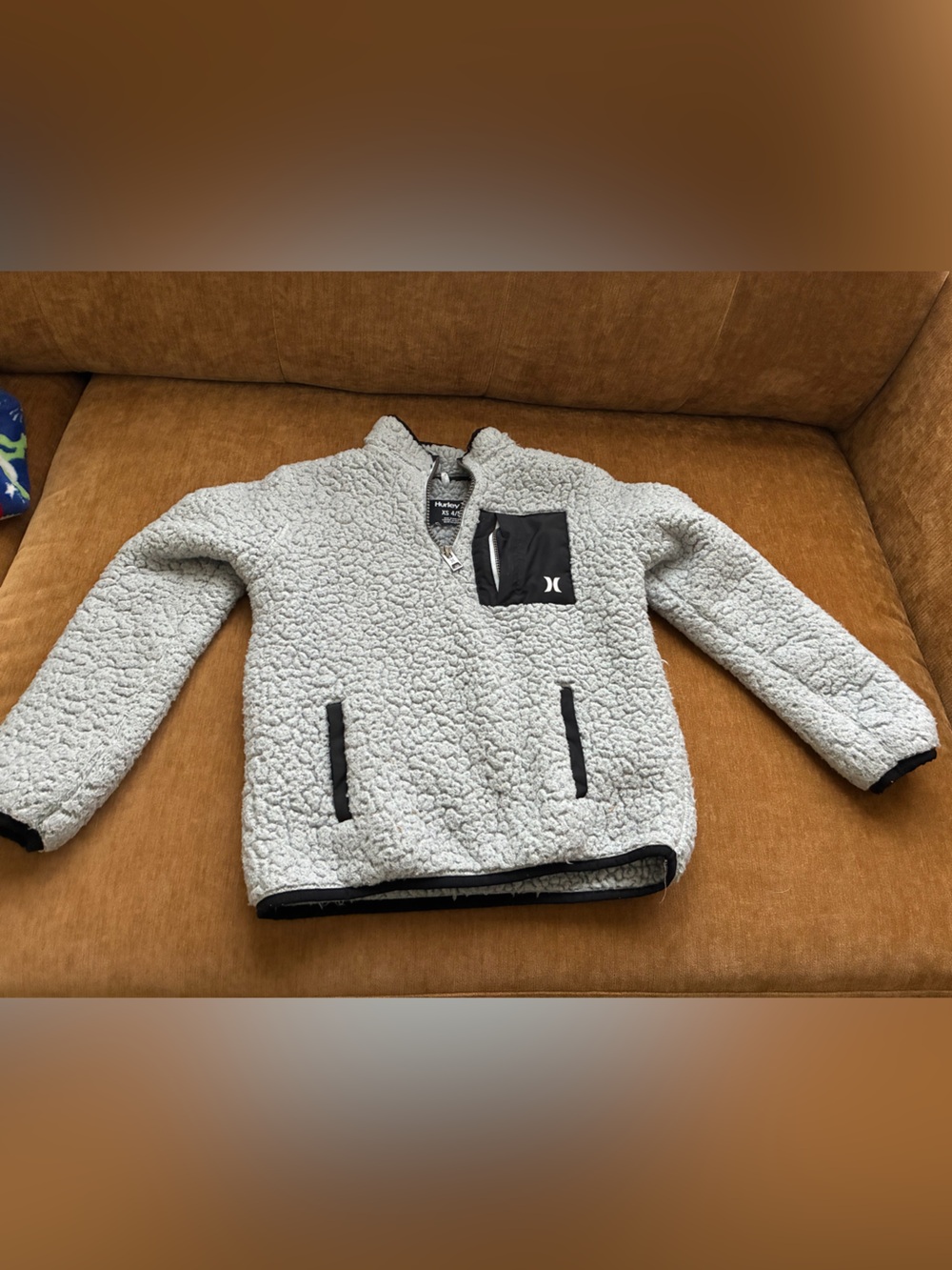 Hurley Light Gray Sherpa Half-Zip Pullover with Black Trim